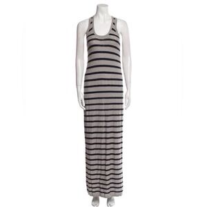 Vince 100% Cotton Gray & Blue  Striped Racerback Maxi Dress Size M
